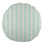 Vertical Stripes - White and Pale Green Large 18  Premium Round Cushion