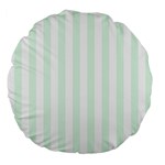 Vertical Stripes - White and Pale Green Large 18  Premium Flano Round Cushion