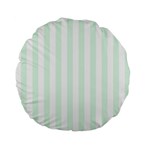 Vertical Stripes - White and Pale Green Standard 15  Premium Flano Round Cushion