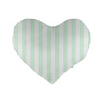 Vertical Stripes - White and Pale Green Standard 16  Premium Heart Shape Cushion