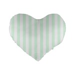 Vertical Stripes - White and Pale Green Standard 16  Premium Flano Heart Shape Cushion