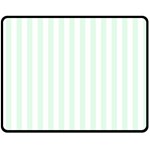 Vertical Stripes - White and Pale Green Fleece Blanket (Medium) (One Side)
