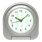 Vertical Stripes - White and Pale Green Desk Alarm Clock