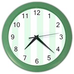 Vertical Stripes - White and Pale Green Color Wall Clock