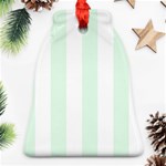 Vertical Stripes - White and Pale Green Ornament (Bell)