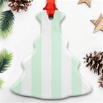 Vertical Stripes - White and Pale Green Christmas Tree Ornament (Two Sides)