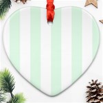 Vertical Stripes - White and Pale Green Ornament (Heart)
