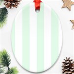 Vertical Stripes - White and Pale Green Oval Ornament (Two Sides)