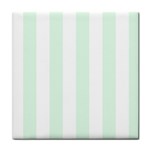 Vertical Stripes - White and Pale Green Tile Coaster