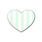 Vertical Stripes - White and Pale Green Rubber Coaster (Heart)