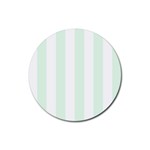 Vertical Stripes - White and Pale Green Rubber Coaster (Round)