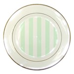 Vertical Stripes - White and Pale Green Porcelain Plate