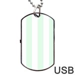 Vertical Stripes - White and Pale Green Dog Tag USB Flash (One Side)