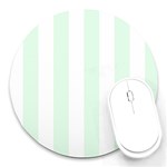 Vertical Stripes - White and Pale Green Round Mousepad