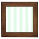 Vertical Stripes - White and Pale Green Framed Tile