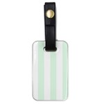 Vertical Stripes - White and Pale Green Luggage Tag (One Side)