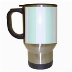 Vertical Stripes - White and Pale Green Travel Mug (White)