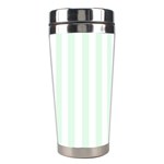 Vertical Stripes - White and Pale Green Stainless Steel Travel Tumbler