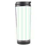 Vertical Stripes - White and Pale Green Travel Tumbler