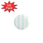 Vertical Stripes - White and Pale Green 1  Mini Magnet (100 pack)
