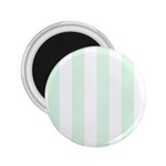 Vertical Stripes - White and Pale Green 2.25  Magnet
