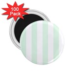 Vertical Stripes - White and Pale Green 2.25  Magnet (100 pack)