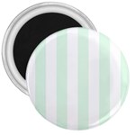 Vertical Stripes - White and Pale Green 3  Magnet
