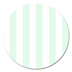 Vertical Stripes - White and Pale Green Magnet 5  (Round)