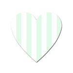 Vertical Stripes - White and Pale Green Magnet (Heart)
