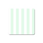 Vertical Stripes - White and Pale Green Magnet (Square)