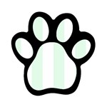Vertical Stripes - White and Pale Green Magnet (Paw Print)