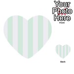 Vertical Stripes - White and Pale Green Multi-purpose Cards (Heart)