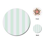 Vertical Stripes - White and Pale Green Playing Cards (Round)