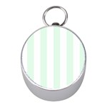 Vertical Stripes - White and Pale Green Silver Compass (Mini)