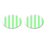 Vertical Stripes - White and Light Green Cufflinks (Oval)