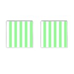 Vertical Stripes - White and Light Green Cufflinks (Square)