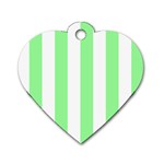 Vertical Stripes - White and Light Green Dog Tag Heart (Two Sides)