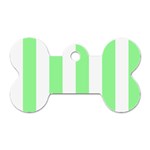Vertical Stripes - White and Light Green Dog Tag Bone (Two Sides)