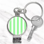 Vertical Stripes - White and Light Green Nail Clippers Key Chain