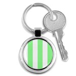 Vertical Stripes - White and Light Green Key Chain (Round)