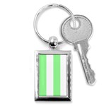 Vertical Stripes - White and Light Green Key Chain (Rectangle)