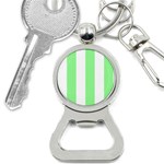 Vertical Stripes - White and Light Green Bottle Opener Key Chain