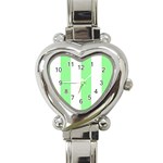 Vertical Stripes - White and Light Green Heart Italian Charm Watch