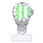 Vertical Stripes - White and Light Green Nurses Watch
