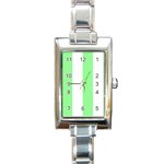 Vertical Stripes - White and Light Green Rectangle Italian Charm Watch