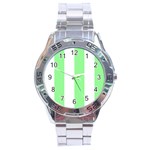 Vertical Stripes - White and Light Green Stainless Steel Analogue Watch