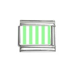 Vertical Stripes - White and Light Green Italian Charm (9mm)