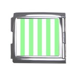 Vertical Stripes - White and Light Green Mega Link Italian Charm (18mm)