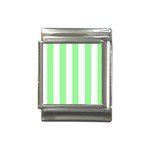 Vertical Stripes - White and Light Green Italian Charm (13mm)