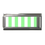 Vertical Stripes - White and Light Green Superlink Italian Charm (9mm)